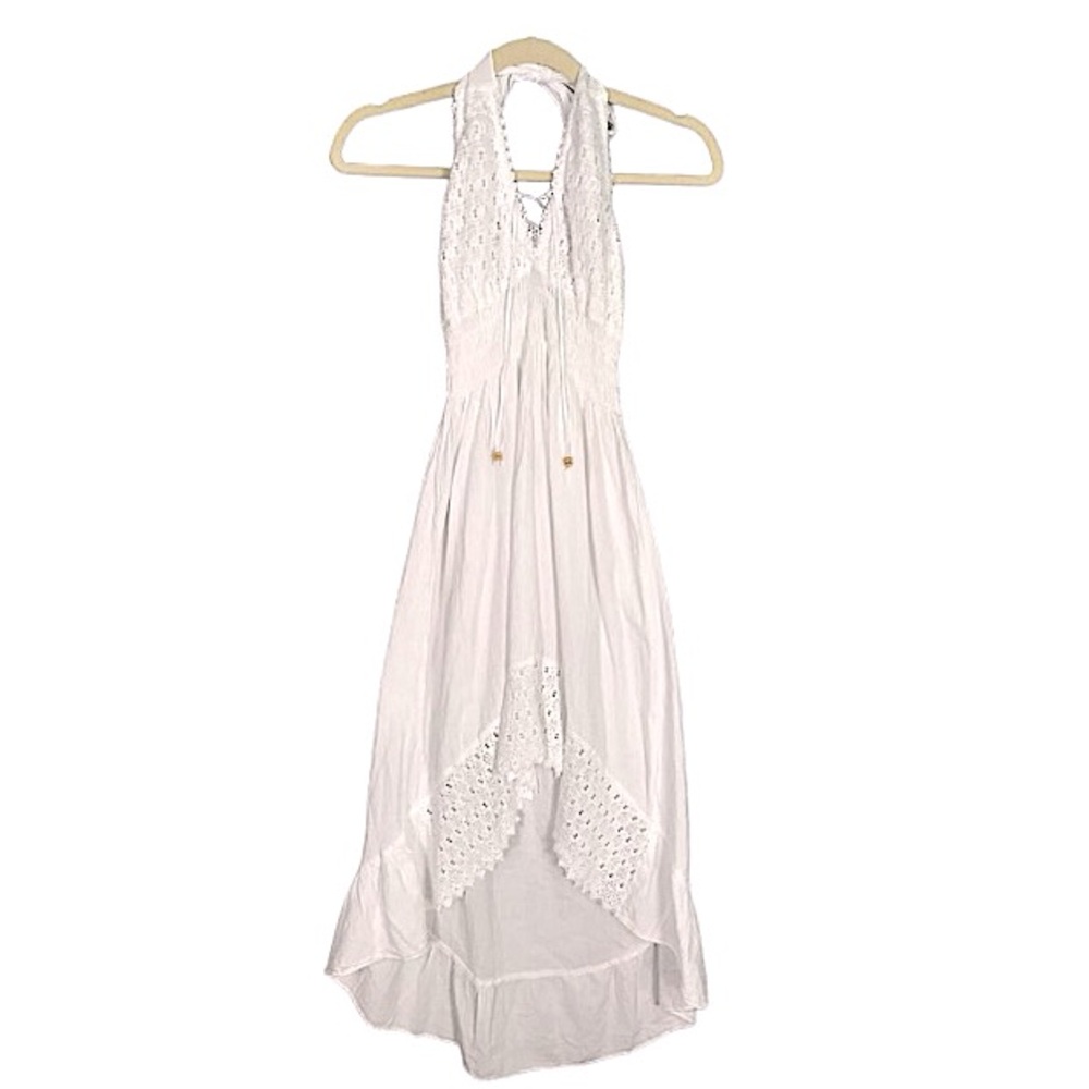 Seaspice Resort Embroidered White Crochet Peruvian‎ Cotton Swim Cover-Up Dress